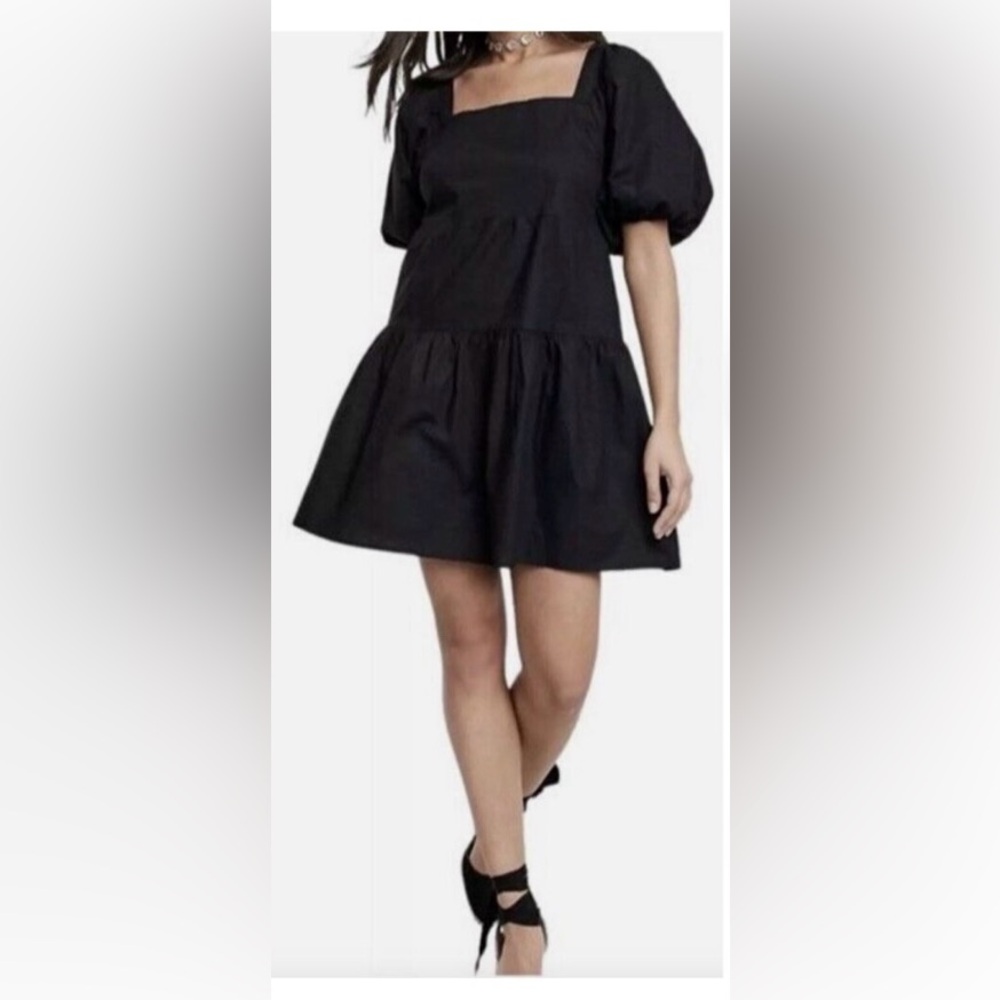House of Harlow Dress Linen Smocked Babydoll Medium